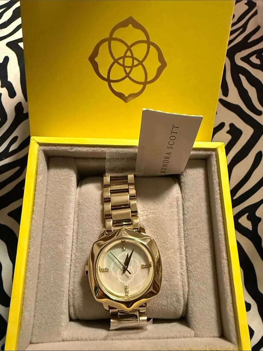 Kendra Scott Gold-Tone Mother-of-Pearl Dial Bracelet Watch